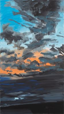 Rainer Fetting, Wolkenbild Westerland, 2019, acrylic on canvas, 90 x 50 cm, Galerie Thomas Fuchs