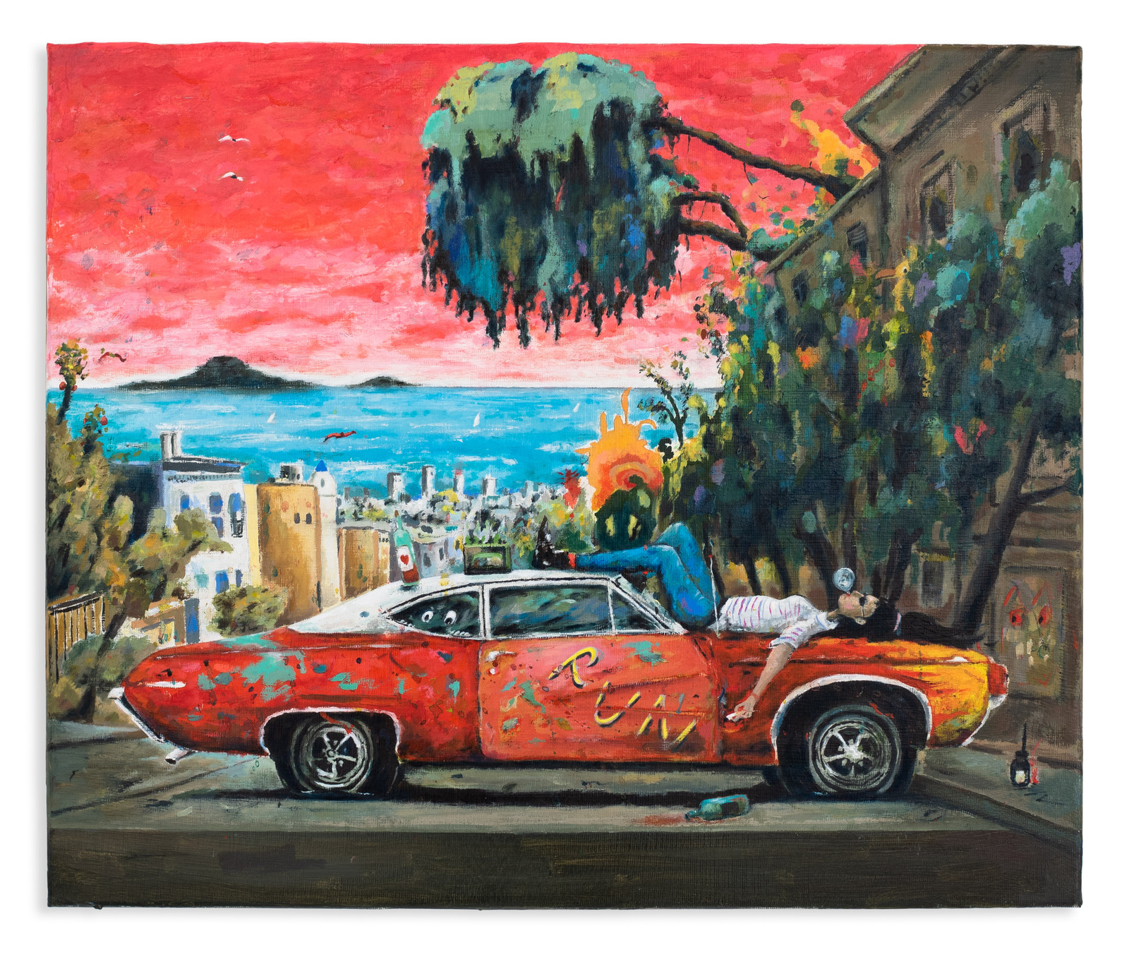 Moritz Schleime, Slow Explosion, 2020, Öl auf Leinwand, 50 x 60 cm, Galerie Thomas Fuchs
