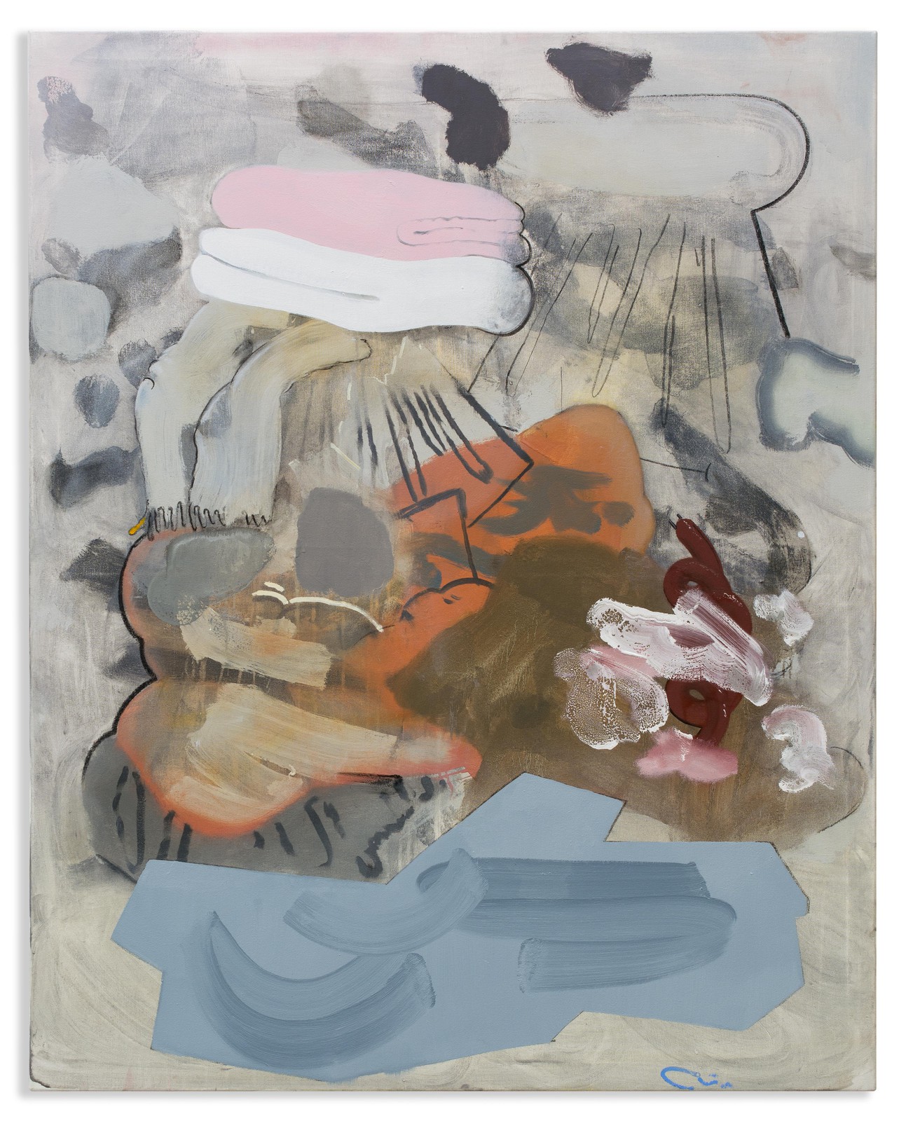 Bastian Börsig, o. T., 2021, Öl, Lack und Kohle auf Leinwand, 150 x 120 cm, Galerie Thomas Fuchs