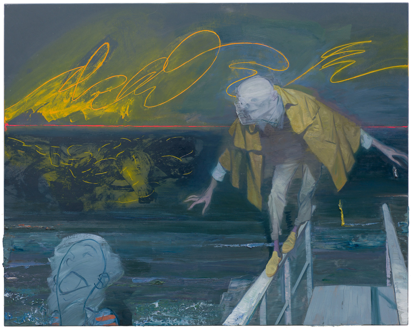 Ruprecht von Kaufmann, And Dance Around in Your Bones, 2019, Öl auf Linoleum auf Holz, 122,5 x 153 cm